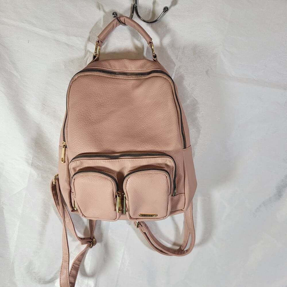 Mudd Pink Faux Leather Casual Backpack Purse with Floral Interior Lining